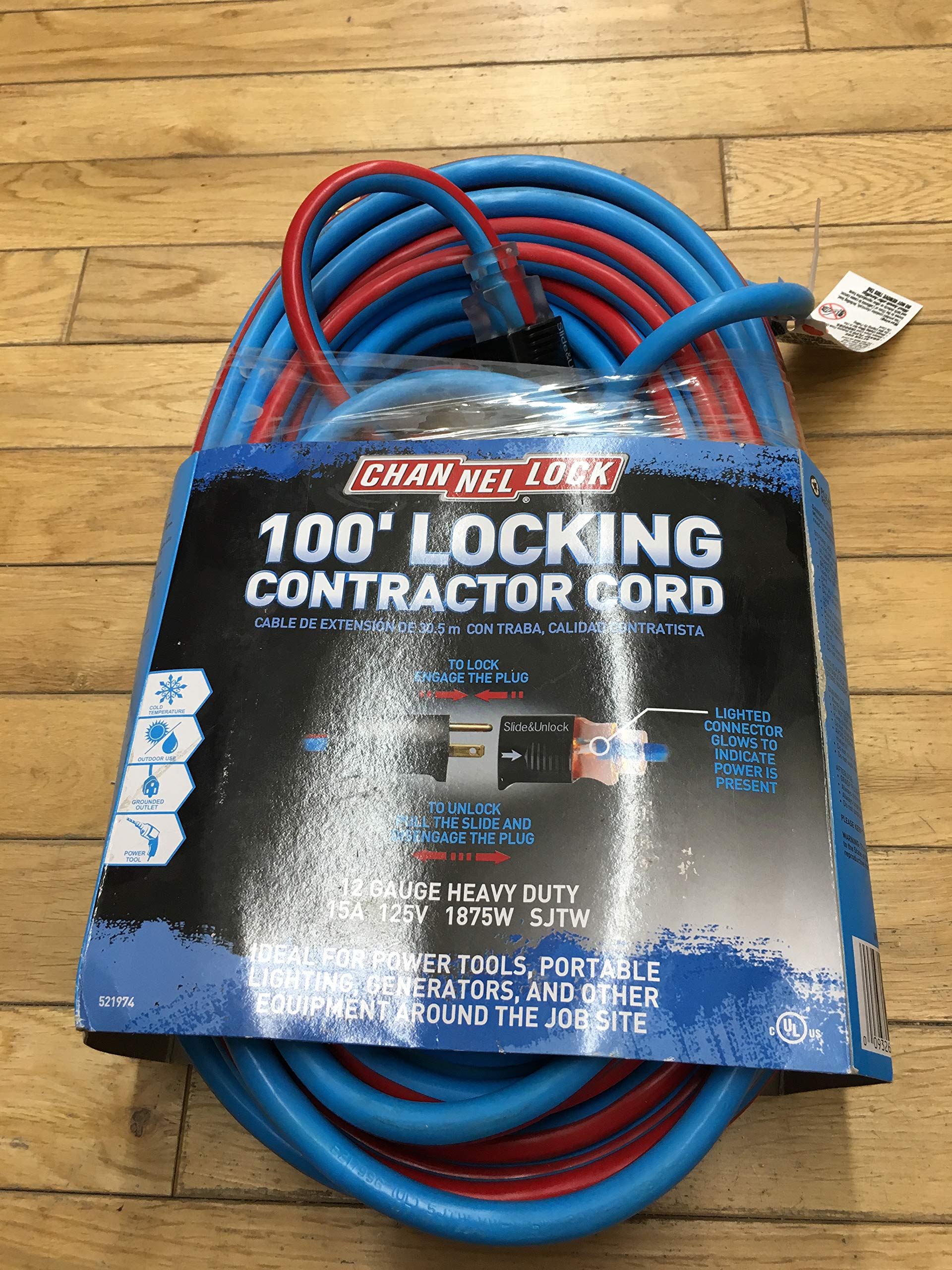 Channellock Extension Cord LKJTW123-100BR2 - Locking Extension